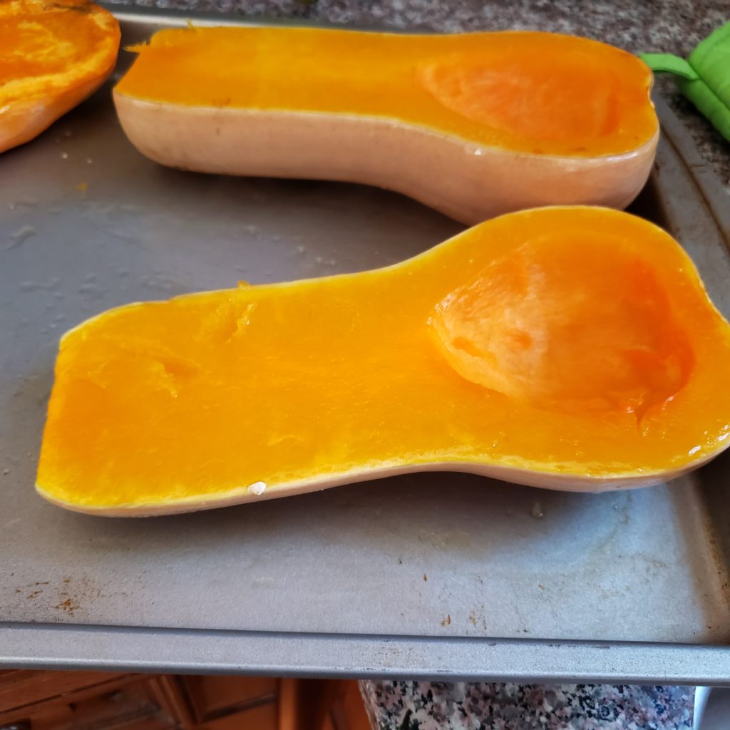 Cooked squash on Pan