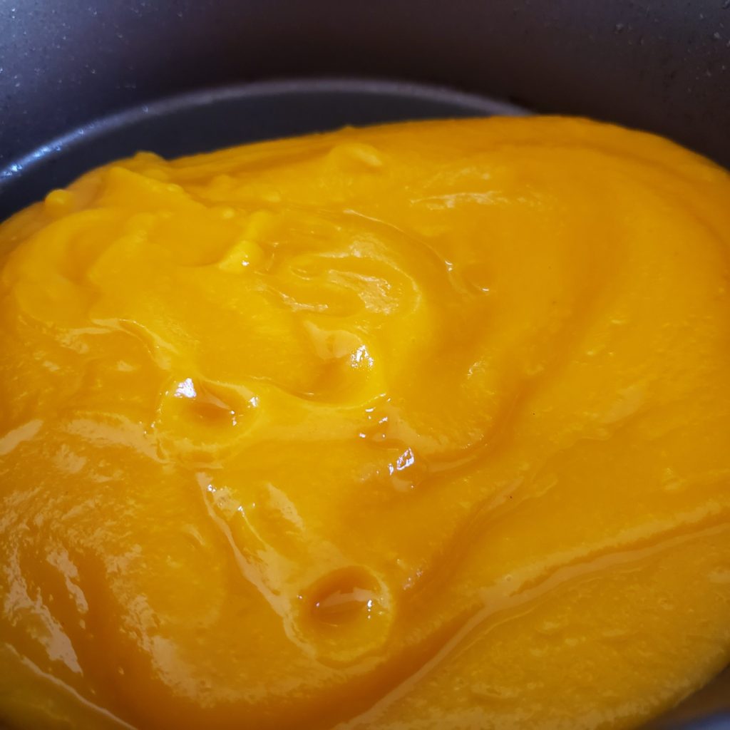 pureed squash in sautee pan
