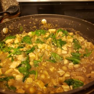 Smokey White bean chili in a saute pan