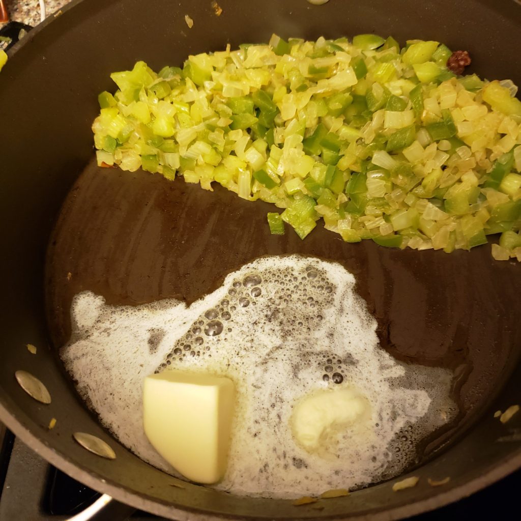 melting butter in a pan shepherd's pie gravy