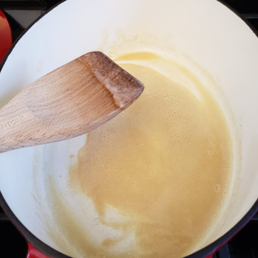 Roux for gumbo in a dutch oven