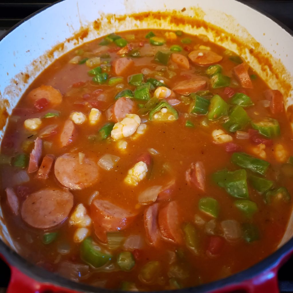 Gumbo in a dutch oven