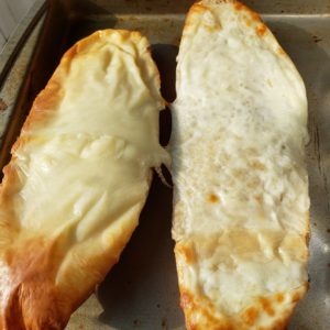 2 halves of garlic cheese bread