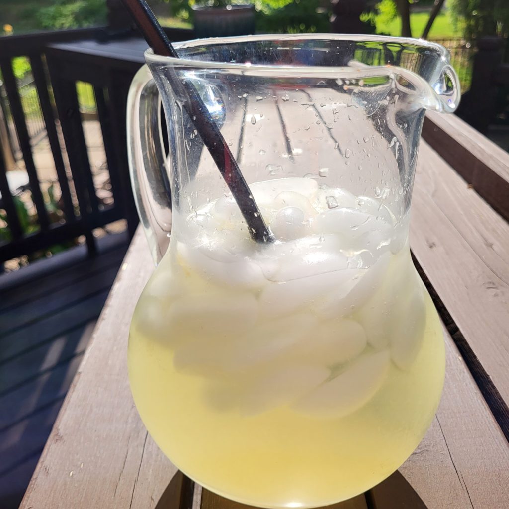 pitcher of lemonade outside in the sun